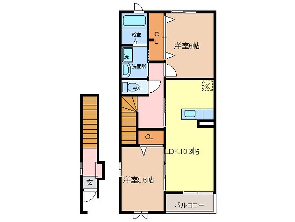 近鉄弥富駅 徒歩18分 2階の物件間取画像